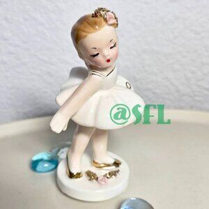 Vtg Josef Originals Ballerina Figurine Little Girl In White Dress Cottage Fairy